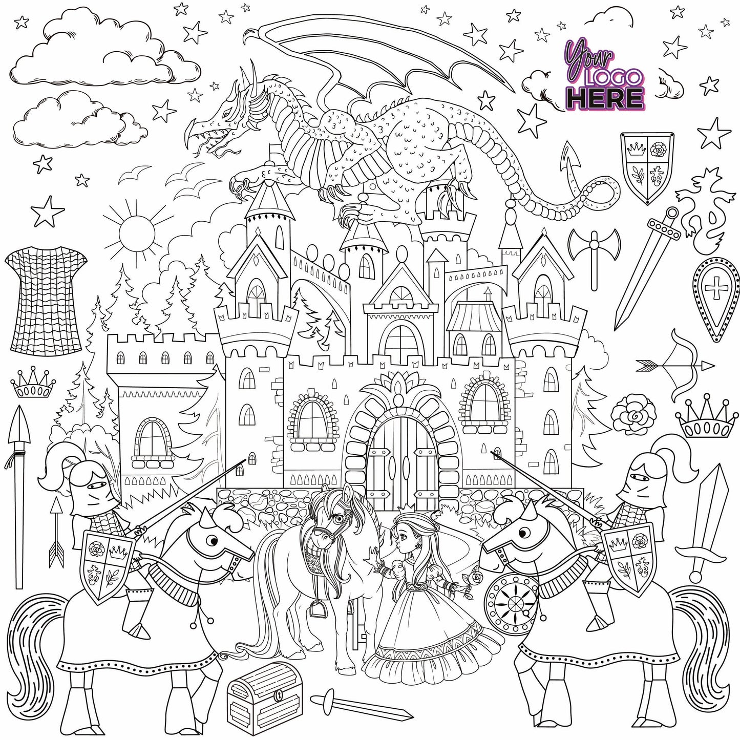 Knights & Princesses Giant Coloring Wall