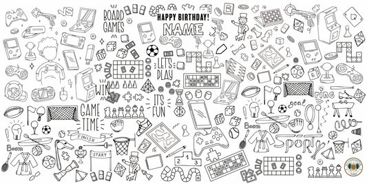 Game-On coloring wall with Happy Birthday message, 48x96 inches