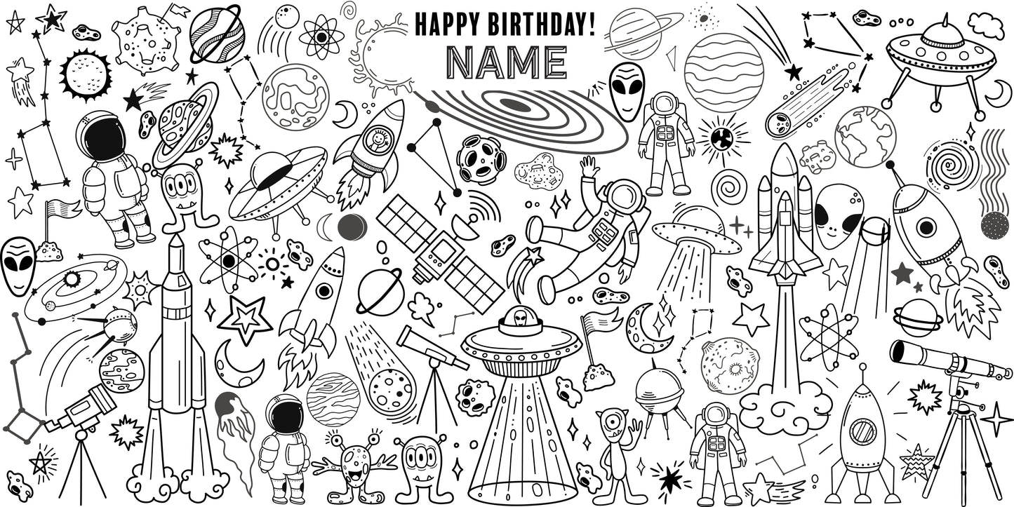Space Adventure Doodle Coloring Wall