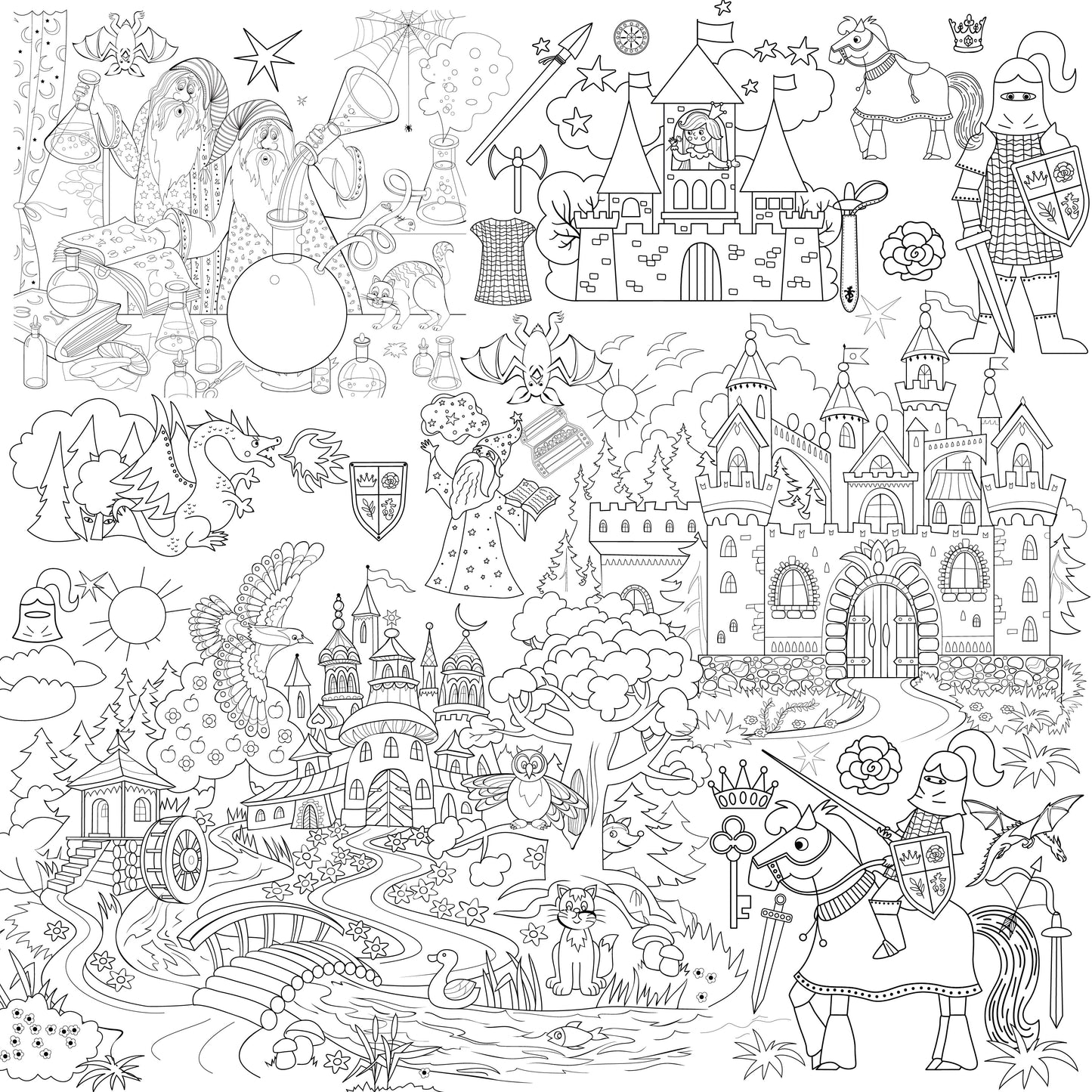 Wizard, Warriors and Wonderland Coloring Wall