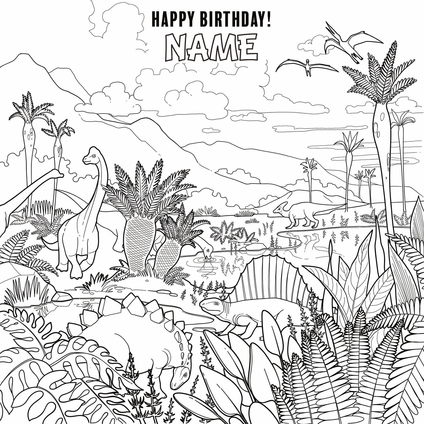 Lush Dino Landscape Giant Coloring Wall