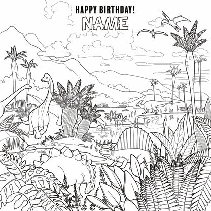 Lush Dino Landscape Giant Coloring Wall