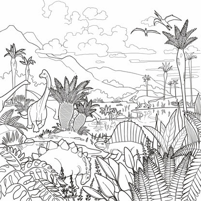 Lush Dino Landscape Giant Coloring Wall