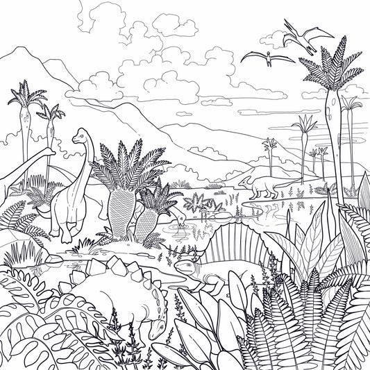 Illustrated Dino Guide Giant Coloring Wall