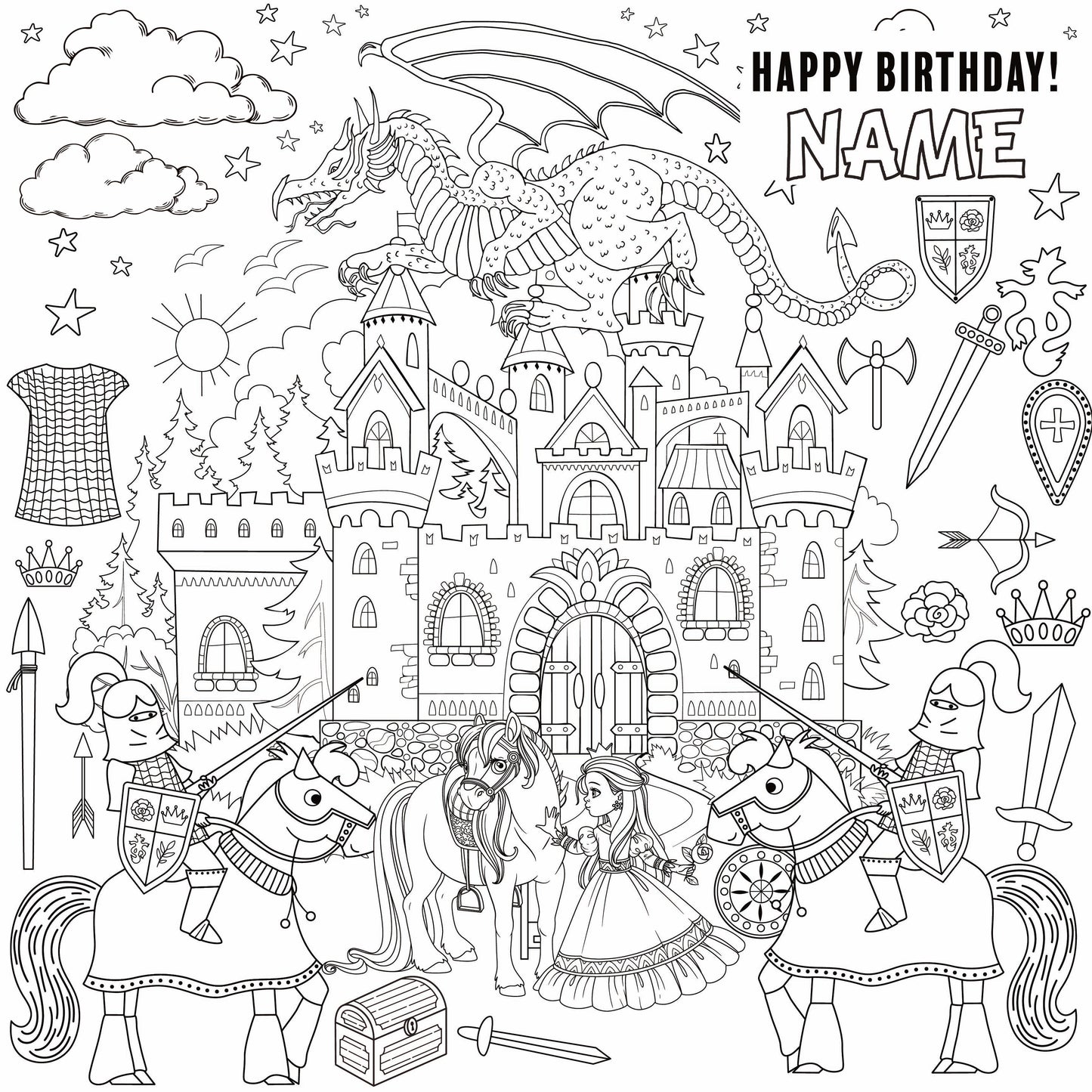 Knights & Princesses Giant Coloring Wall
