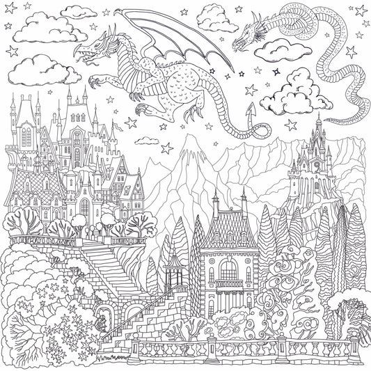 Dragons & Castles Giant Coloring Wall