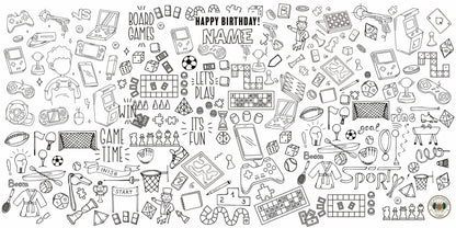 Game-On coloring wall with Happy Birthday message, 48x96 inches