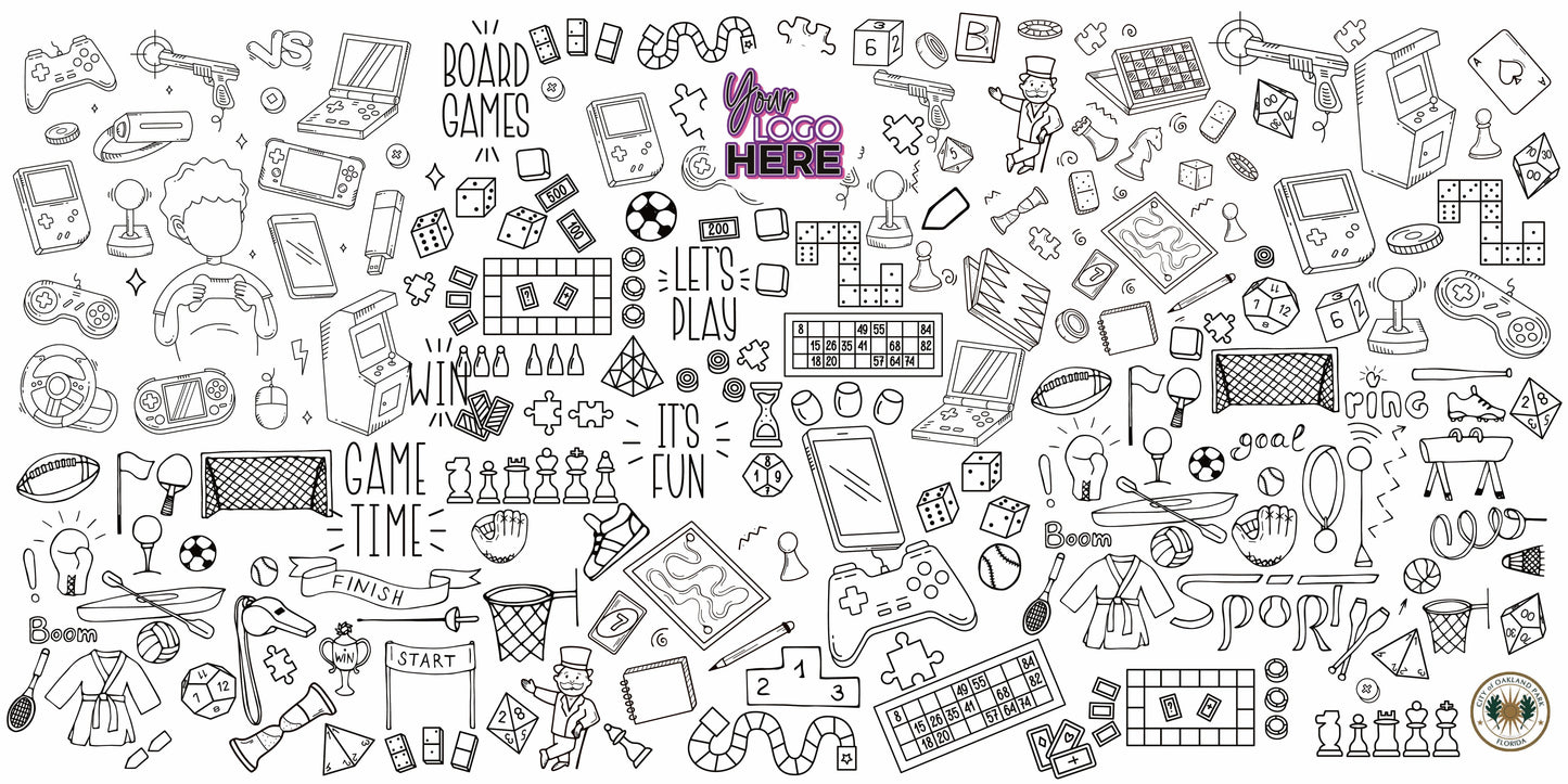 Game-On coloring wall with custom logo placement, 48x96 inches