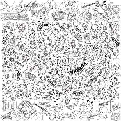 Music and Rhythm coloring wall with custom logo placement, 48x48 inches